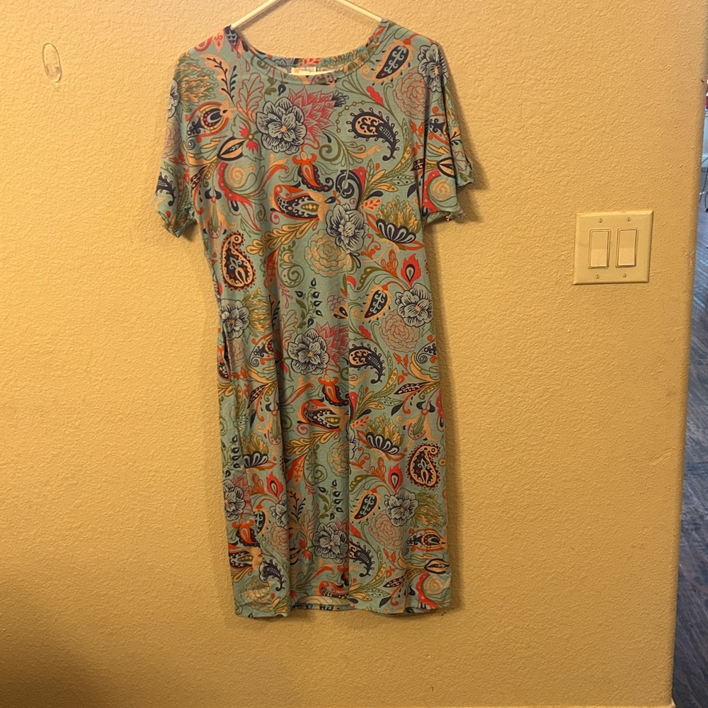 LuLaRoe Red Orange Sheath Midi Dress Casual